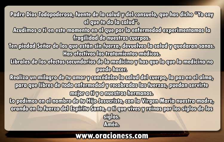 oraciones de sanación para los enfermos